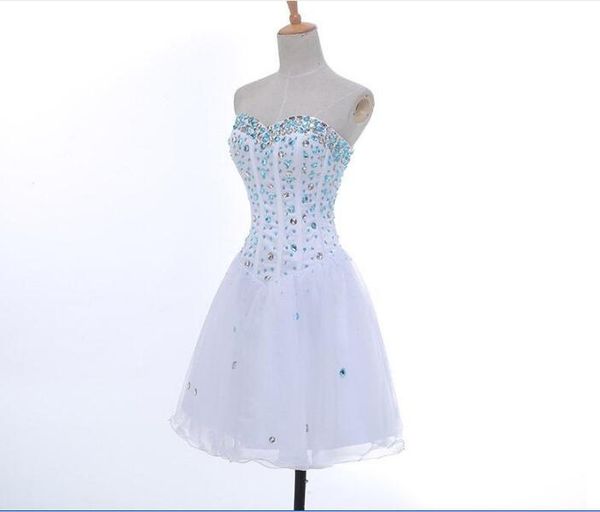 

beaded crystal sweetheart tulle short homecoming dress lace up knee length prom dress elegant party dress, Red