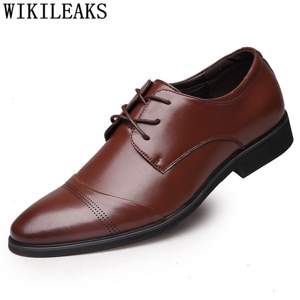 

business shoes men oxford leather office shoes men classic coiffeur wedding mens formal italian buty meskie, Black