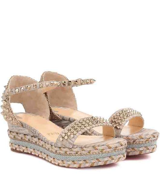 

perfect summer ladies spikes red bottom wedge shoes for women's madcarina gladiator sandals party wedding dress original box,eu35-46, Black