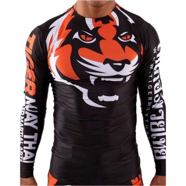 

2015 new listing wear long-sleeved clothing tight stretch fitness muay thai black orange sweatshirt muaythai, Black;red