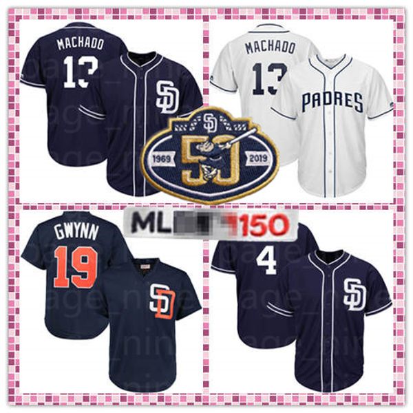 

13 Manny Machado 50th Patch San Diego Stitched Tony Gwynn Jersey Wil Meyers Cool Base Mesh Baseball Jerseys Thailand quality