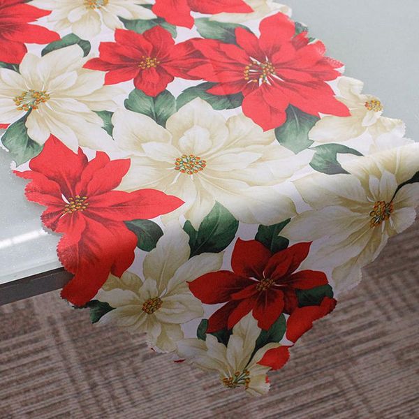 

santa flower berry print table runner banquet tablecloth xmas party dining decor