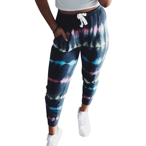 

running pants tie dye sweatpants women elastic high waist baggy hip hop casual loose lady fashion pink trousers jogging, Black;blue
