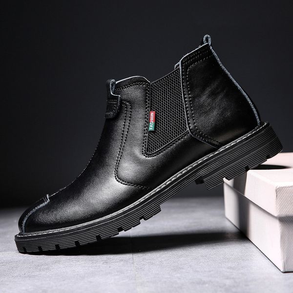

winter boots men black warm genuine leather boots mens fashion classic ankle british luxury male boot