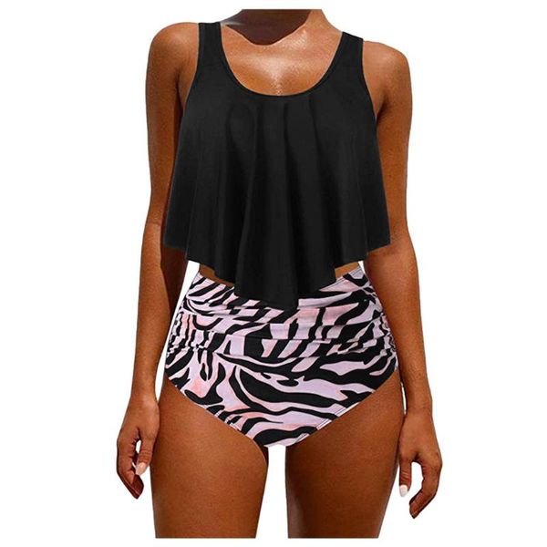 

лето женщины бикини установить бразильский купальник бикини две пьесы купальный костюм top ruffled с высокой талией bottom # 4,27, White