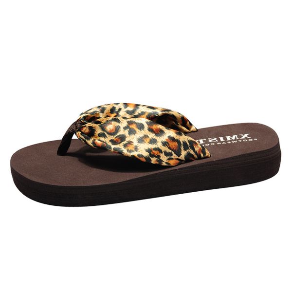 

fashion leopard flat womens flip-flops beach anti-slip bosmia shoe post slippers solid color comfortable slippers outdoor mar, Black