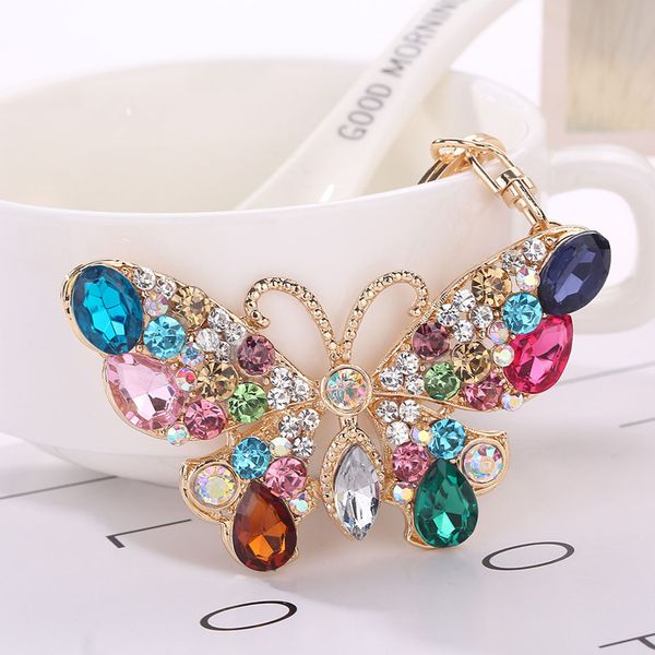 

lady women keychain car bag butterfly keychain keyring decor colorful butterfly/monkey/puppy alloy key-chain gift for women, Silver