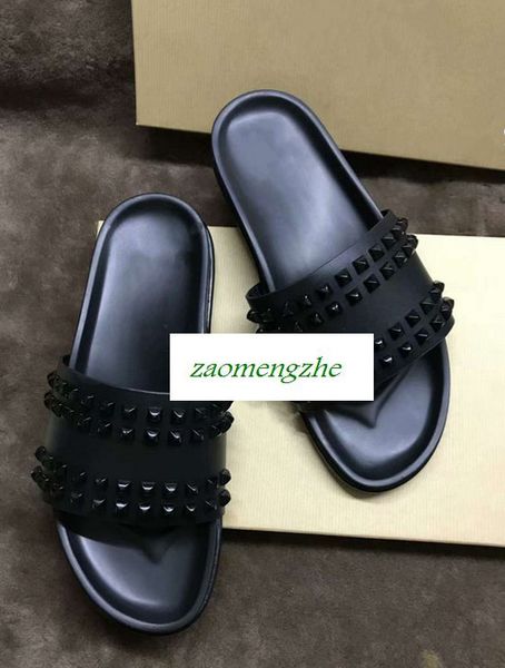 

high-quality donna studded flat slippers designer willow nails soft bottom rubber slippers womens flat slippers, Black