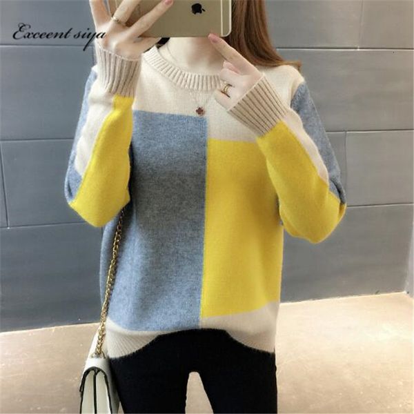 

contrast color winter sweater women long sleeve jumper women sweater and pullover knitted female pull femme, White;black