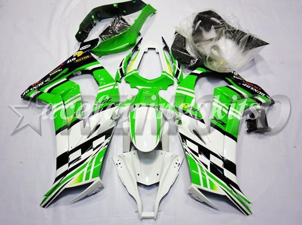 

new abs motorcycle full fairings set fit for kawasaki ninja zx-10r zx10r 2011 2012 2013 2014 2015 10r 11 12 13 14 15 green white eif
