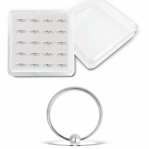 

20pcs 925 sterling silver fashion body jewelry of balls nose ring stud for women set piercing accessories bijoux box gifts box, Slivery;golden