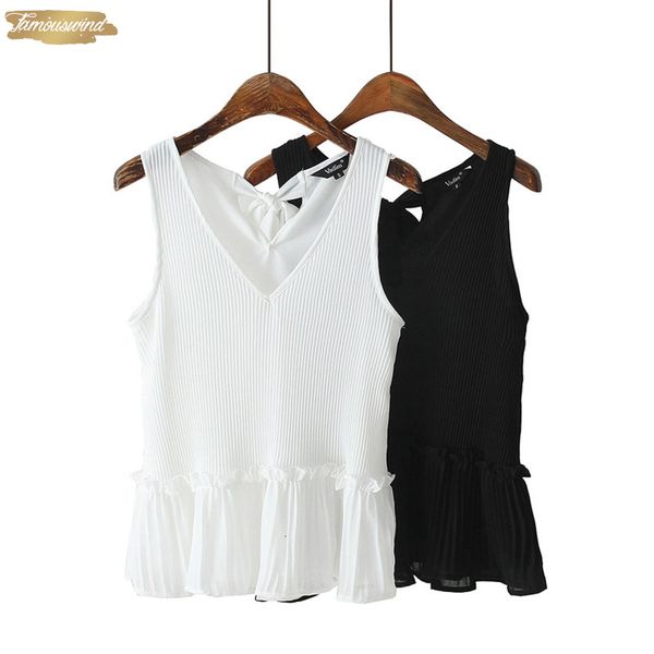 

women black white v neck chiffon pleated sleeveless female casual shirts sweet solid summer blusas chic wa197