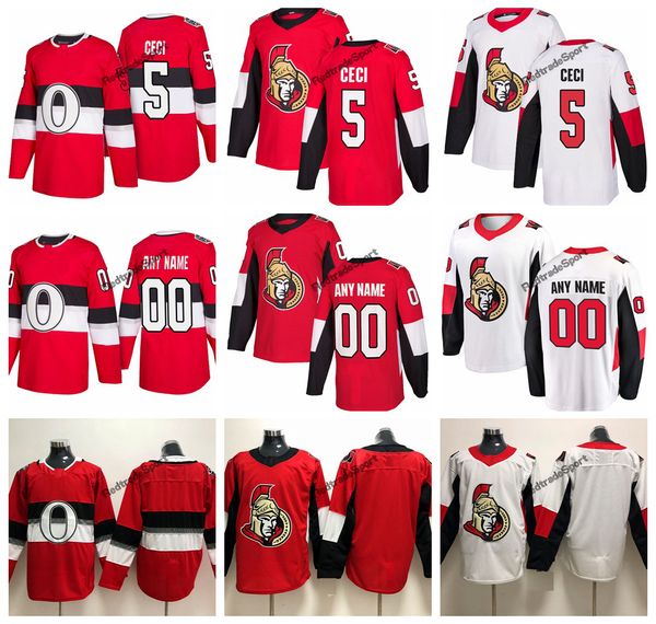 

2019 cody ceci ottawa senators hockey jerseys 100th classic mens custom name home red #5 cody ceci stitched hockey shirts s-xxxl, Black;red