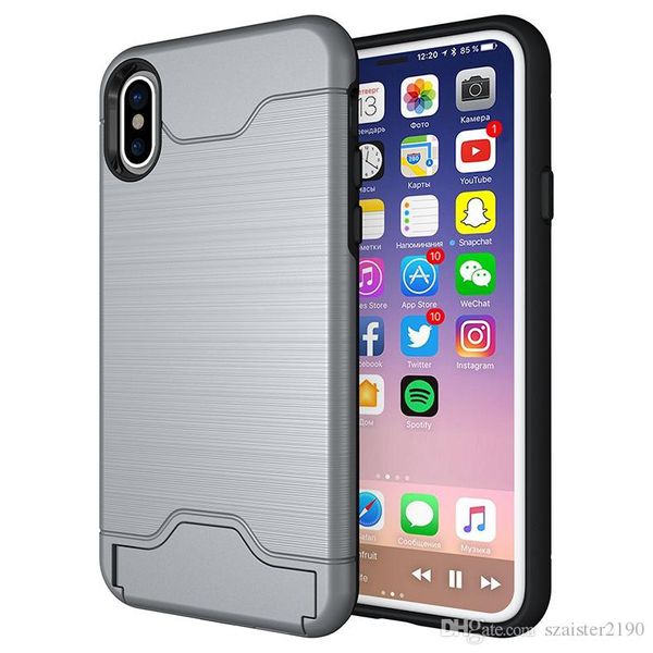 Suporte de suporte de armadura de suporte para iphone 7 8 x xs xsmax híbrido tpu + hard pc capa à prova de choque