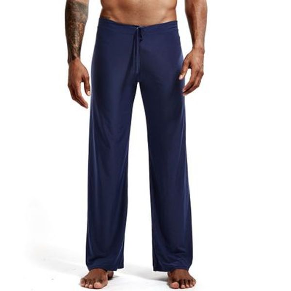

mens summer casual trousers smooth and loose men's fashion jogger pants breathable cool home pants casual sleep pants, Black