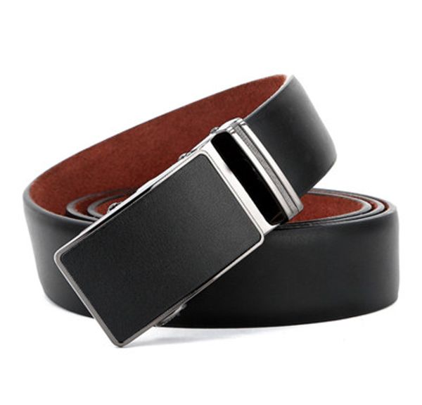 

simple new fashion mens leather automatic buckle pants belt, Black;brown