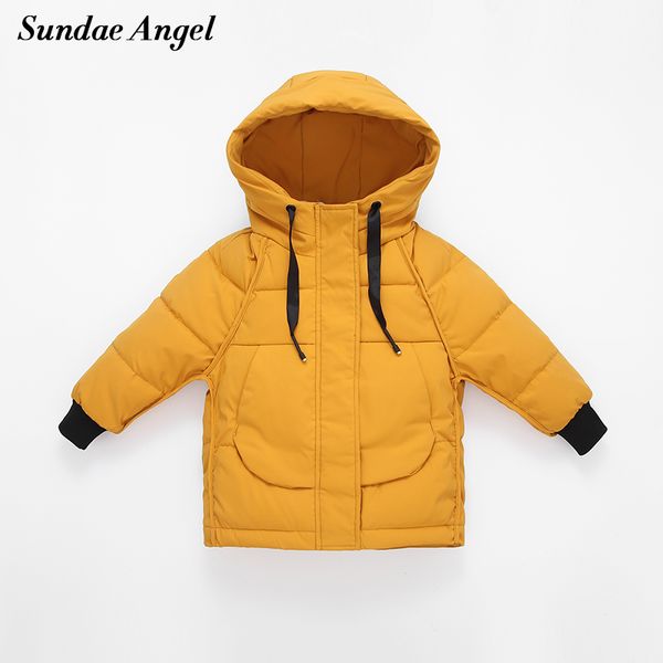 

sundae angel girls winter down jacket boys hooded solid drawstring warm kids duck down parka children coat thicken outerwear, Blue;gray