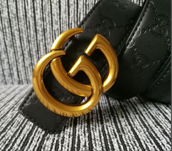 

selling gold colour buckle leather black embossing belts men women new mens belts belt ing, Black;brown