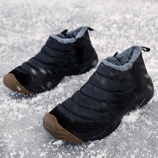

fashion plus velvet snow boots men shoes short plush warm outdoor sports shoes waterproof snow cotton boots zapatos de mujer, Black
