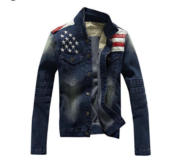 

2019 new usa design mens jeans jackets american army style man's jeans clothing denim jacket for men plus asian size xxxl, Black;brown