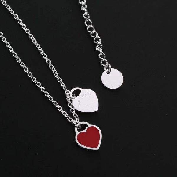 

2019 luxury designer jewelry women necklace blue green pink red double heart necklace custom name necklace silver chains