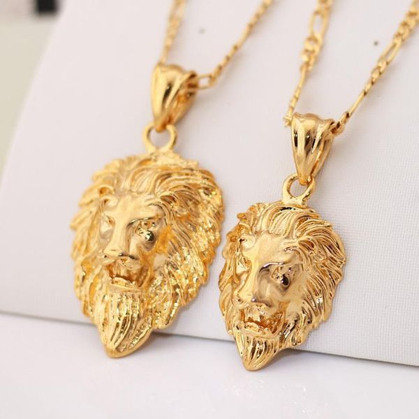 

men jewelry cool lion pendant gift new trendy 2 sizes options 18k real gold plated exquisite pendant fashion necklace p333 2020, Silver