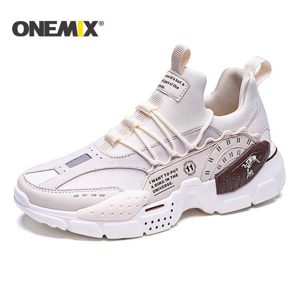 

onemix 2020 new men sneakers leather damping sports shoes men outdoor walking shoes breathable mesh comfort running