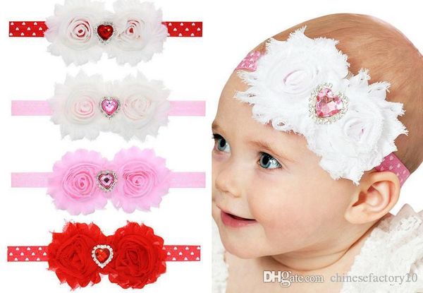 

infant headbands ins valentine love heart rhinestone lace headband baby red headband preemie baby hair bows rose valentines day headband, Slivery;white