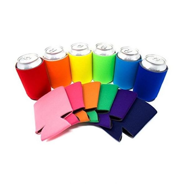 

solid color neoprene foldable stubby holders beer cooler bags for wine food cans cover kitchen tools sn425