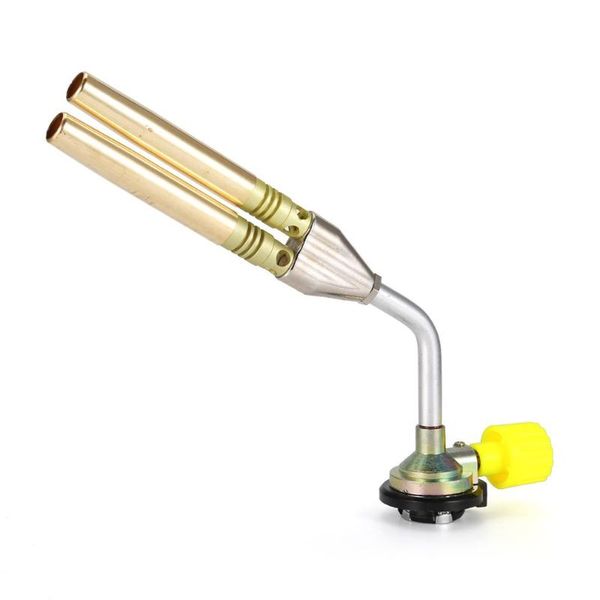 

manual ignition outdoor camping protable copper dual flame butane burner gas gun torch welding iron bbq cooking tools