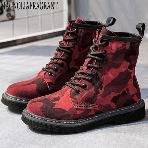 

new fashion camouflage boots women shoes lady genuine leather high help single boots lace-up women's ankle breathable y118, Black