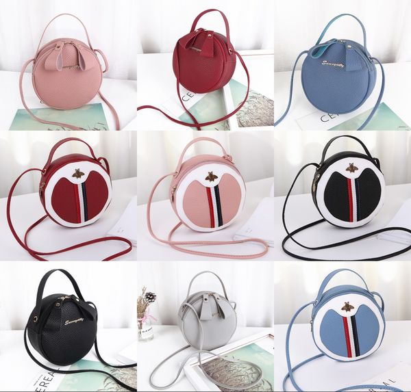 

with tassels pendant round bag fashion leisure quilting bag girls casaul pu handbags one-shoulder oblique handbag baby mini bags, Red;blue