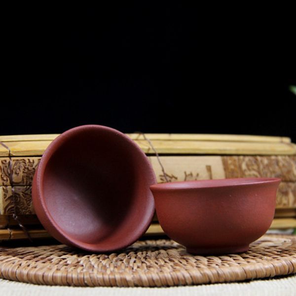 

purple clay teacup, 4 pcs in pack envelope shape mini kungfu 40ml small tea cups