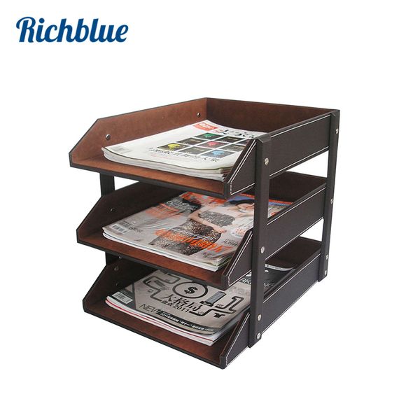 Ever Perfect 3 Layer Pu Leather Document Tray Case File Holder