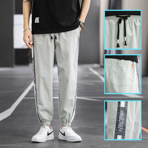 

men's new easing ankle-length pants spring casual pants male movement long, Black