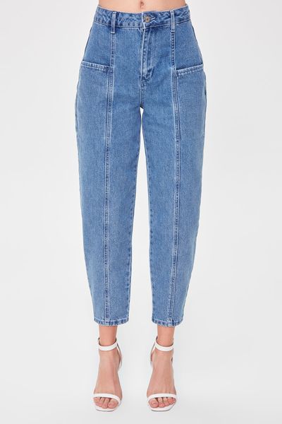 

trendyol pocket detail high bel balloon jeans twoaw20je0278, Blue