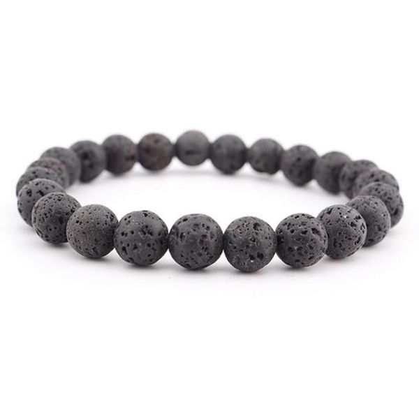 Moda 8mm Natural Black Lava Stone Beads Bracelet DIY vulcão Rock Essential Oil Difusor Pulseira para mulheres e homens Jóias