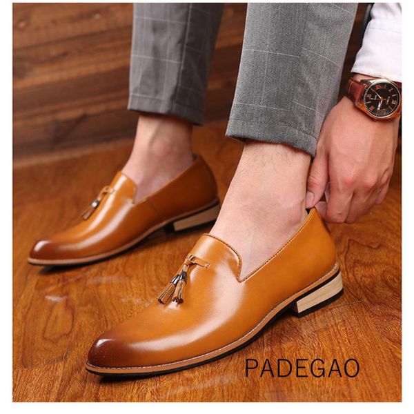 

oxford man shoes 2019 casual business man shoes fashion vintage mens loafers leather, Black