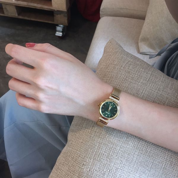 

chic simple net belt retro lady watch art fashion small dial with quartz watch, Slivery;brown