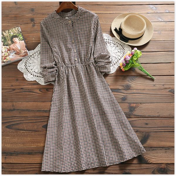 

mori girl spring autumn women corduroy dress 10 patterns casual elastic-waisted vintage vestidos long sleeve korean sweet dress, Black;gray