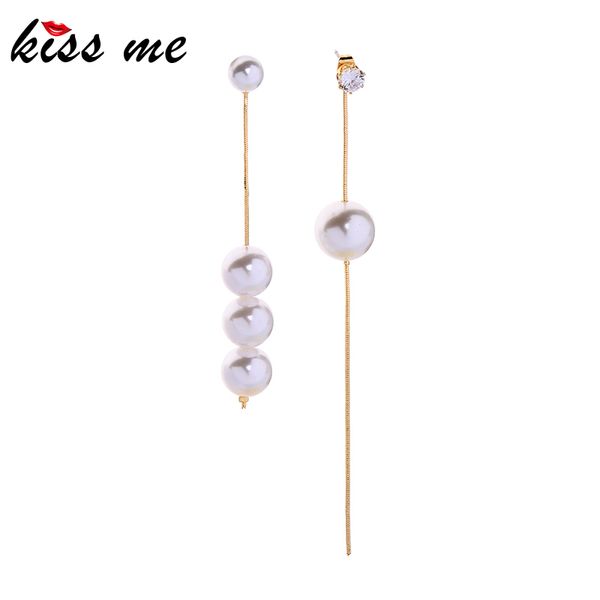 

kissme korean earrings women fashion long chain acrylic imitation pearl earrings jewelry accessories, Silver