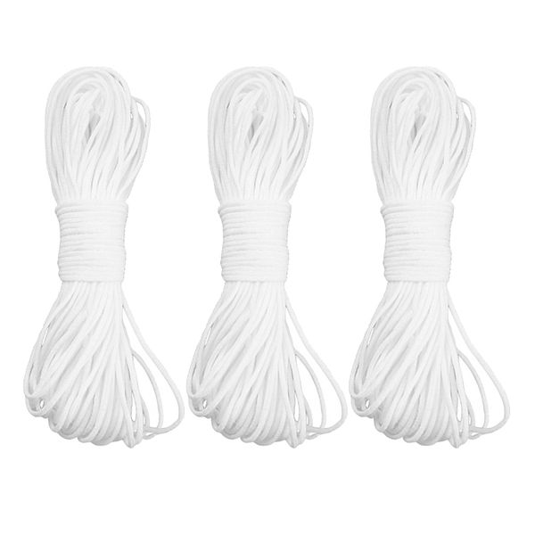 

3pcs elastic cord waist band white trimming sewing dressmaking 3mm, Black
