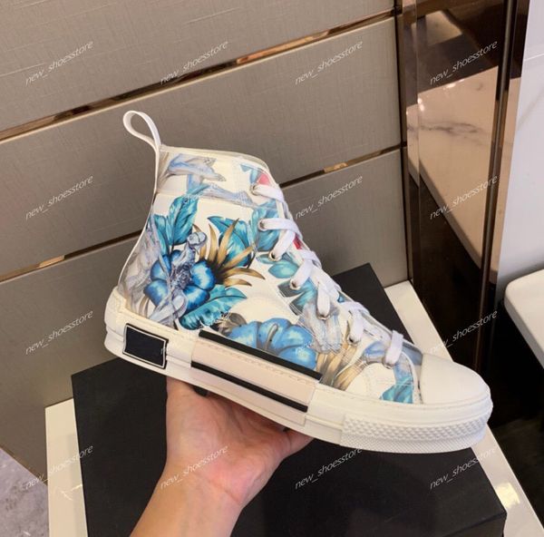 

new b23 flowers obliques tess leisure luxury fashion designer platform canvas sneakers mens womens vintage trainer athletic shoes sneakers, Black