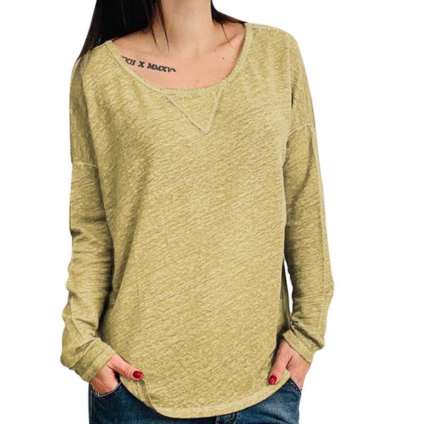 

2019 autumn long sleeve blouse women fashion long sleeve oneck solid color loose casual blouse femininas camisas clothing, White