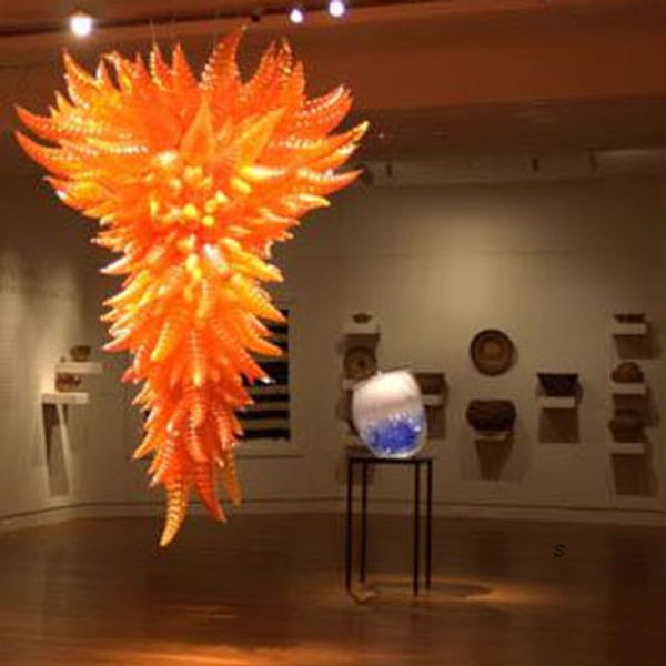 Moderne Kristall-Kronleuchter-Lampen, orange mundgeblasenes Glas, Decken-Kronleuchter, Licht, große Luxus-Hängebeleuchtung, LED-Dekoration, LR1371