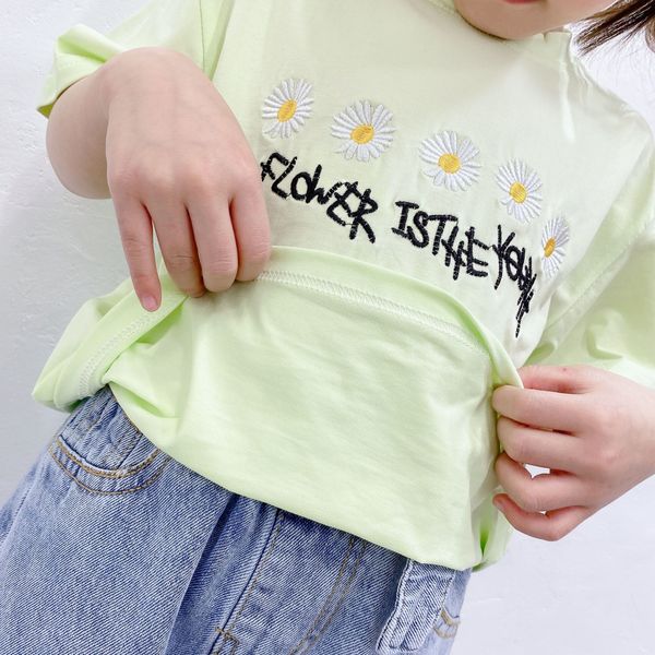 

2020 boys embroidered daisy simple cotton girl's f58v, Blue