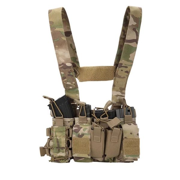 

tactical vest molle belt men's army special nylon d3 combat girdle adjustable chest rig for army, Camo;black