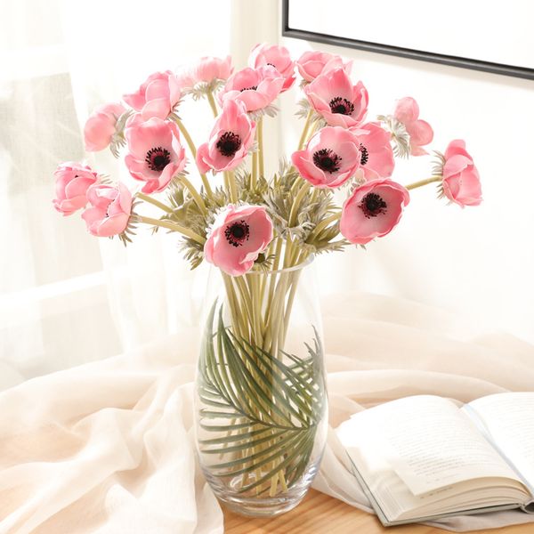 

artificial anemone grass pattern rose silk artificial flower for wedding decoration plant wall garden home decor
