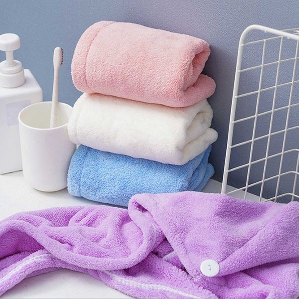 

microfiber hair towel wrap shower cap wrapped towels bathroom hats solid superfine quickly dry hair hat bath accessories 8 color