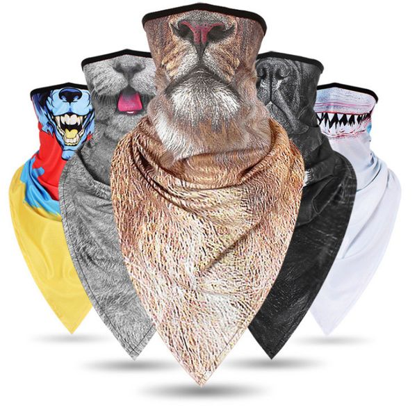

long section ice silk quick-drying triangle scarf animal mask sunscreen breathable men and women outdoor riding collar, Black